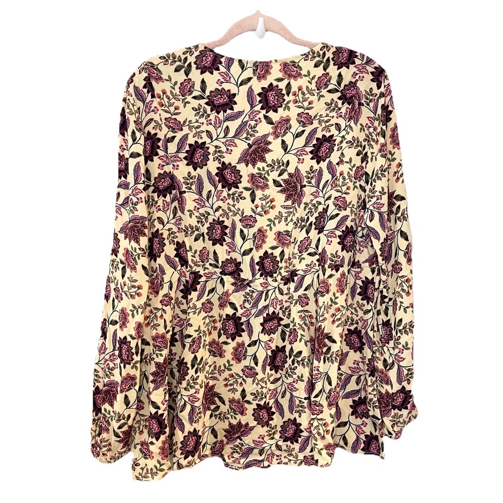 TORRID 2X Sand Floral Embroidered Lace Babydoll Textured Challis Top Blouse - Picture 3 of 7